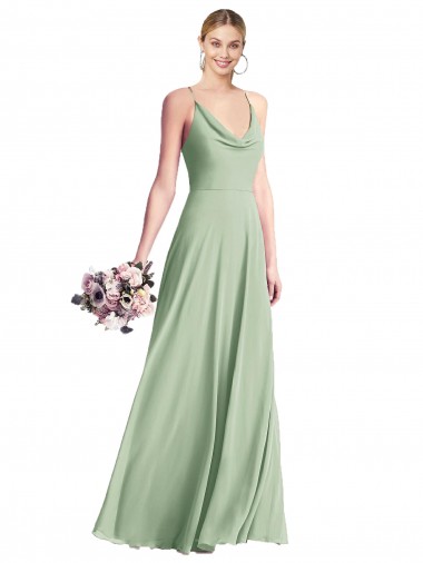 Purchase Long Sleeveless Spaghetti Straps A-Line Chiffon Maxi Evening Dress Canada