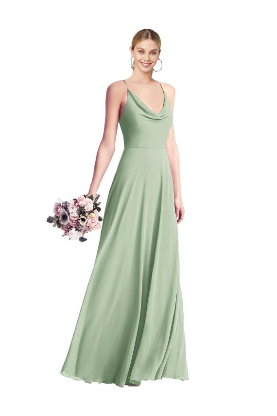 Purchase Long Sleeveless Spaghetti Straps A-Line Chiffon Maxi Evening Dress Canada