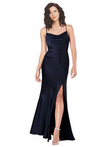 Purchase Long Sleeveless Cowl Neck A-Line Silky Satin Sexy Evening Dress Canada