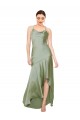 Purchase Long Sleeveless Cowl Neck A-Line Silky Satin Open Back Evening Dress Canada