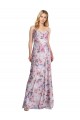 Purchase Long Sleeveless Cowl Neck A-Line Stretch Satin & Floral Evening Dress Canada