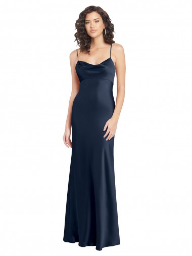 Purchase Long Sleeveless Cowl Neck A-Line Stretch Satin Evening Gown Canada