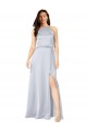 Purchase Long Sleeveless Halter Neck A-Line Silky Satin Fog Evening Dress Canada