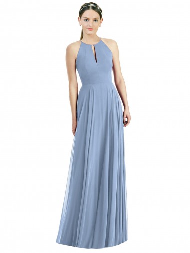 Purchase Long Sleeveless Halter Neck A-Line Soft Chiffon Maxi Evening Dresses Canada