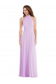 Purchase Long Sleeveless Halter Neck A-Line Soft Chiffon Lilac Maxi Evening Dress Canada