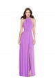 Purchase Long Sleeveless Halter Neck A-Line Soft Chiffon Violet Maxi Evening Dress Canada