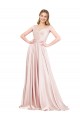 Purchase Long Sleeveless Off the Shoulder A-Line Pink Satin Evening Dresses Canada