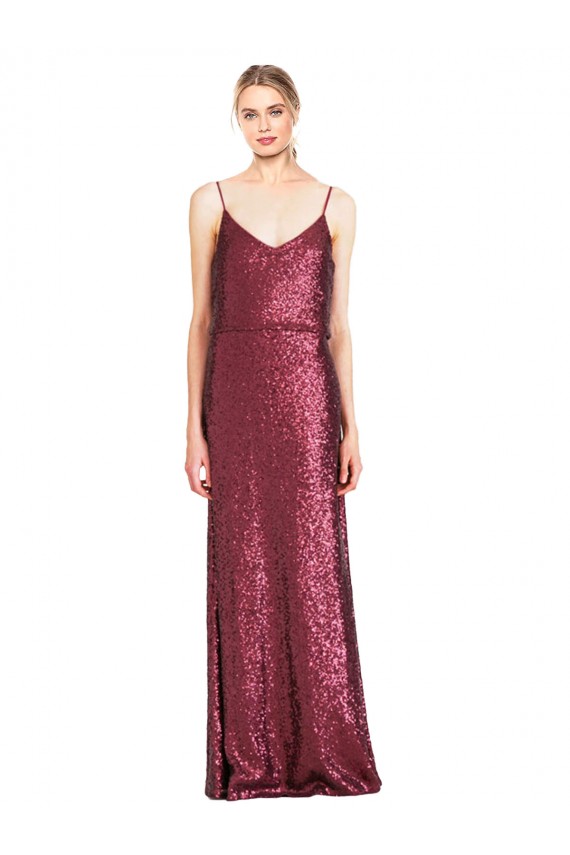 Purchase Long Sleeveless Halter Neck A-Line Sequin Evening Dress Canada