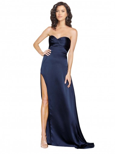 Purchase Long Sleeveless Sweetheart A-Line Silky Satin Sexy Evening Dress Canada