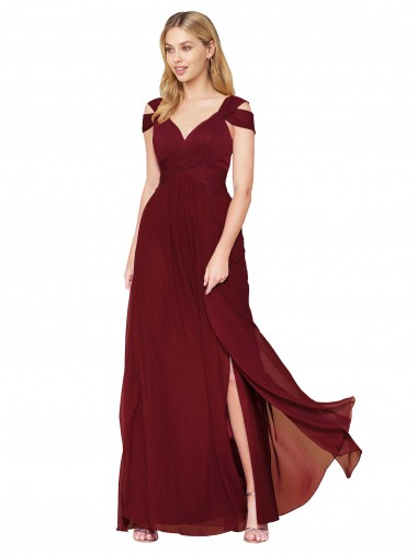 Purchase Long Sleeveless Sweetheart A-Line Soft Chiffon Bridal Party Dresses Canada