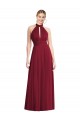 Purchase Long Sleeveless Halter Neck A-Line Soft Chiffon Open Back Maxi Evening Dress Canada