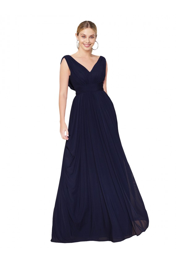 Purchase Long Sleeveless V-Neck A-Line Soft Chiffon Wedding Guest Dress Canada