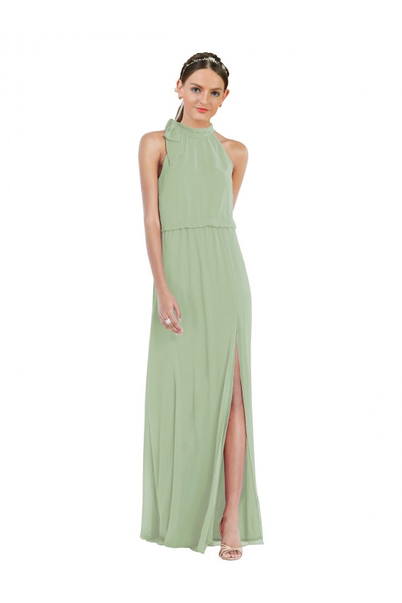 Purchase Long Sleeveless High Neck A-Line Soft Chiffon Maxi Evening Dress Canada