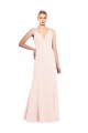 Purchase Long Sleeveless V-Neck A-Line Stretch Crepe Pink Evening Dress Canada