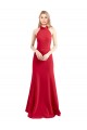 Purchase Long Sleeveless Halter Neck A-Line Stretch Crepe Evening Dress Canada