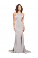 Purchase Sweep Train Sleeveless High Neck A-Line Stretch Satin Evening Dresses Canada