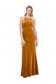 Purchase Long Sleeveless Halter Neck A-Line Stretch Velvet Evening Dress Canada