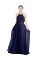 Purchase Long Sleeveless Halter Neck A-Line Tulle Semi Formal Bridal Party Dress Canada