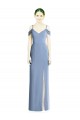 Purchase Long Cold Shoulder Off the Shoulder A-Line Soft Chiffon Dusty Blue Evening Dress Canada