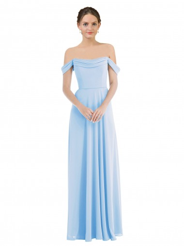 Purchase Long Sleeveless Off the Shoulder A-Line Soft Chiffon Maxi Evening Gown Canada