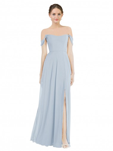 Purchase Long Flounce Sleeves Off the Shoulder A-Line Soft Chiffon Maxi Evening Dress Canada