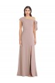 Purchase Long Sleeveless Off the Shoulder A-Line Dusty Pink Stretch Crepe Evening Dress Canada