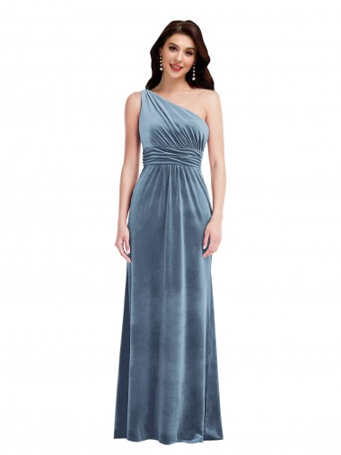 Purchase Long Sleeveless Off the Shoulder A-Line Stretch Velvet Maxi Evening Gown Canada
