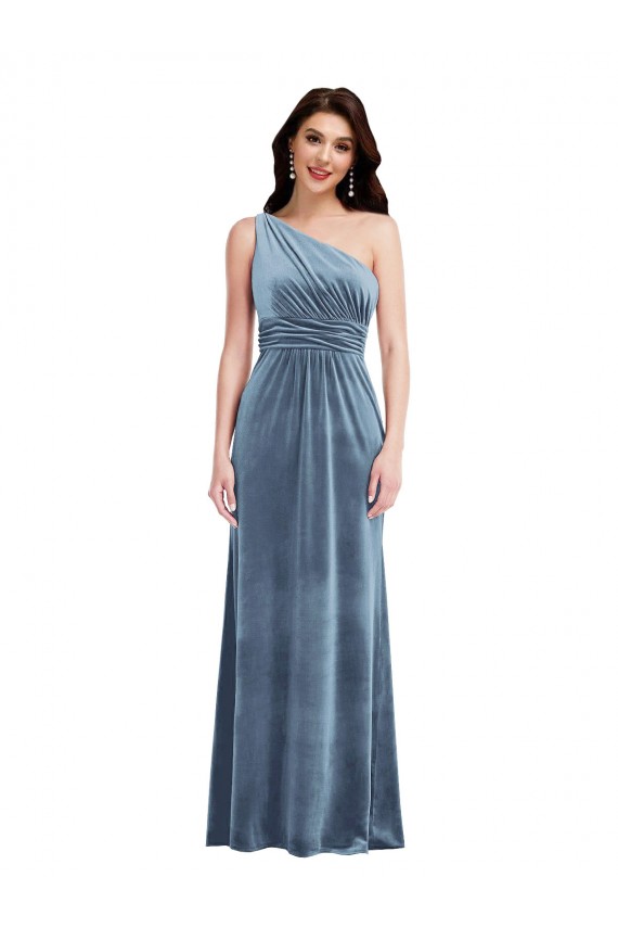 Purchase Long Sleeveless Off the Shoulder A-Line Stretch Velvet Maxi Evening Gown Canada