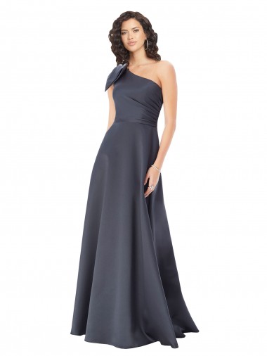 Purchase Long Sleeveless One Shoulder A-Line Satin Evening Dress Canada