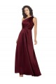 Purchase Long Sleeveless One Shoulder A-Line Silky Satin Burgundy Evening Dress Canada