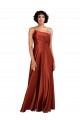 Purchase Long Sleeveless One Shoulder A-Line Silky Satin Burnt Orange Evening Dress Canada