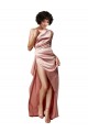 Purchase Long Sleeveless One Shoulder A-Line Silky Satin Sexy Evening Dress Canada