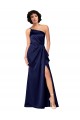 Purchase Long Sleeveless One Shoulder A-Line Silky Satin Sapphire Evening Dress Canada
