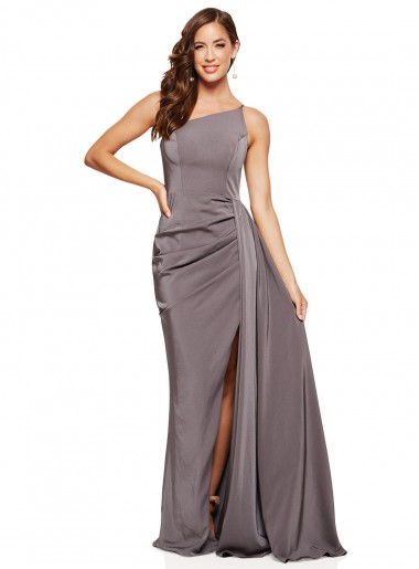 Purchase Long Sleeveless One Shoulder A-Line Silky Satin Evening Dress Canada
