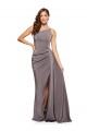 Purchase Long Sleeveless One Shoulder A-Line Silky Satin Evening Dress Canada