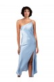 Purchase Midi Length Sleeveless One Shoulder A-Line Silky Satin Evening Dress Canada
