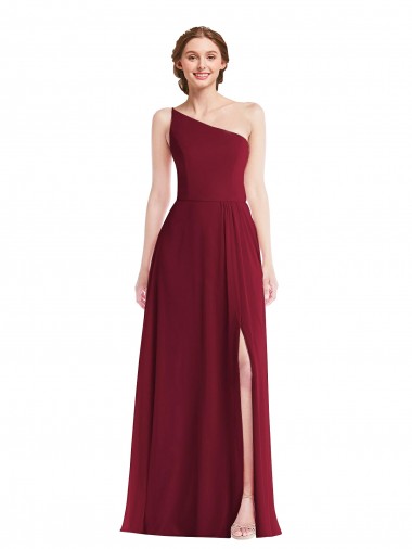 Purchase Long Sleeveless One Shoulder A-Line Soft Chiffon Maxi Evening Dress Canada