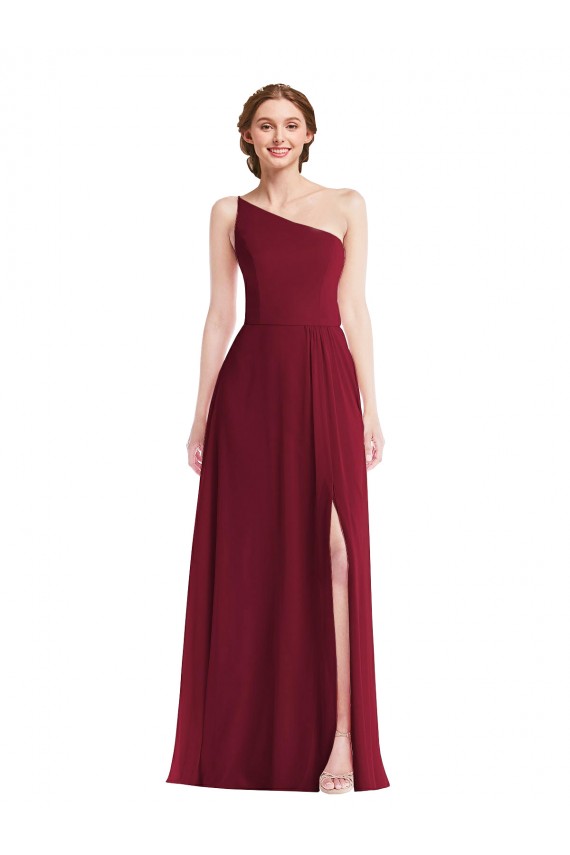 Purchase Long Sleeveless One Shoulder A-Line Soft Chiffon Maxi Evening Dress Canada