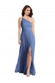 Purchase Long Sleeveless One Shoulder A-Line Soft Chiffon Windsor Blue Maxi Evening Dress Canada