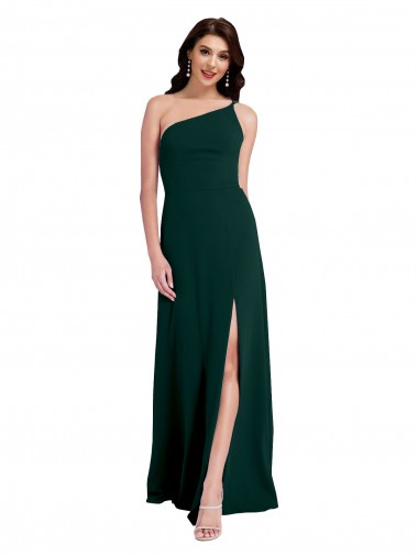 Purchase Long Sleeveless One Shoulder A-Line Stretch Crepe Evening Gown Canada