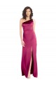 Purchase Long Sleeveless One Shoulder A-Line Stretch Satin Open Back Evening Dress Canada