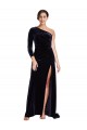 Purchase Sweep Train Long Sleeves One Shoulder A-Line Stretch Velvet Evening Dress Canada