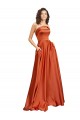 Purchase Sweep Train Sleeveless Round Neck A-Line Silky Satin Evening Dress Canada
