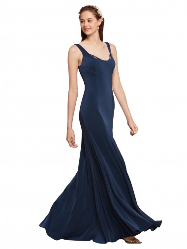 Purchase Long Sleeveless Round Neck A-Line Stretch Crepe Evening Dresses Canada