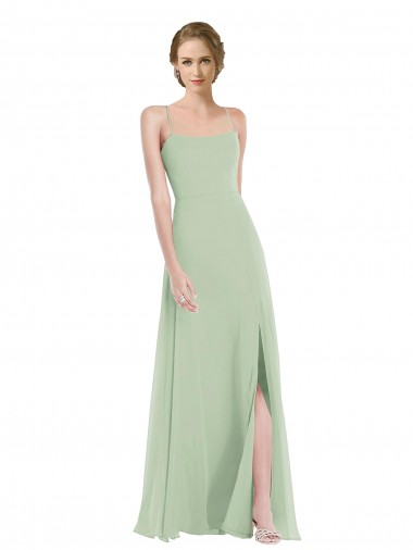 Purchase Long Sleeveless Scoop Neck A-Line Soft Chiffon Maxi Evening Dress Canada
