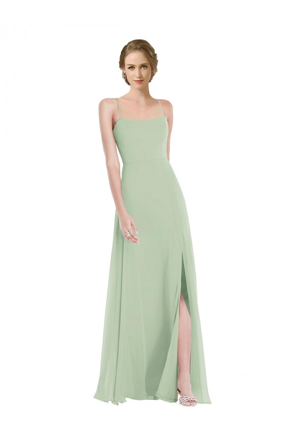 Purchase Long Sleeveless Scoop Neck A-Line Soft Chiffon Maxi Evening Dress Canada