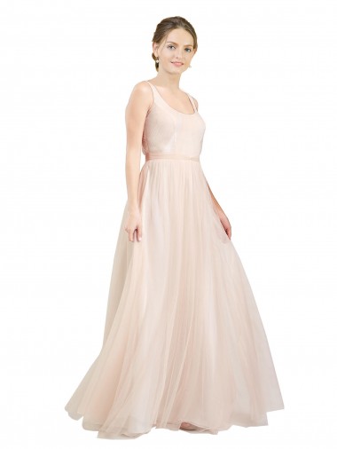 Purchase Long Sleeveless Scoop Neck A-Line Tulle Semi Formal Evening Dress Canada
