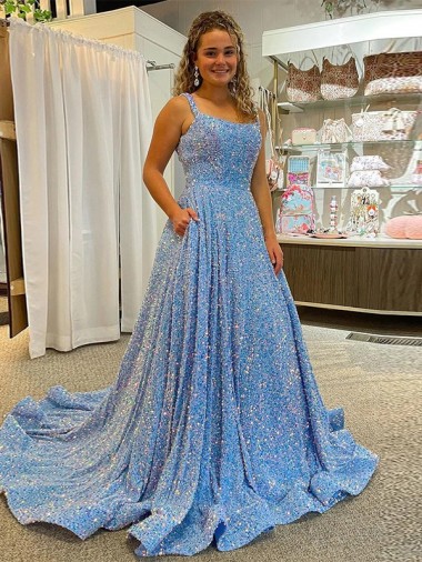 Purchase Court Train Sleeveless Scoop Neck A-Line Velvet Sequin Evening Dress Canada
