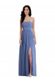 Purchase Long Sleeveless Spaghetti Straps A-Line Soft Chiffon Windsor Blue Maxi Evening Dress Canada