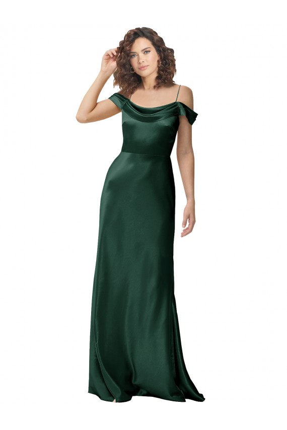 Purchase Long Sleeveless Off the Shoulder A-Line Stretch Satin Evening Dress Canada